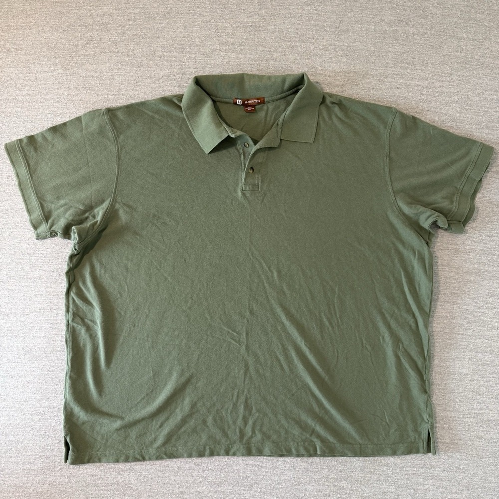 Harriton Men's Classic Polo‎ Shirt 5XL Green 100% Cotton Short Sleeve